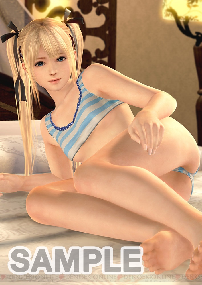 1girl 3d ass bikini blue_eyes breasts dead_or_alive dead_or_alive_xtreme_3_fortune dead_or_alive_xtreme_beach_volleyball indoors marie_rose original original_art small_breasts solo swimsuit under_boob