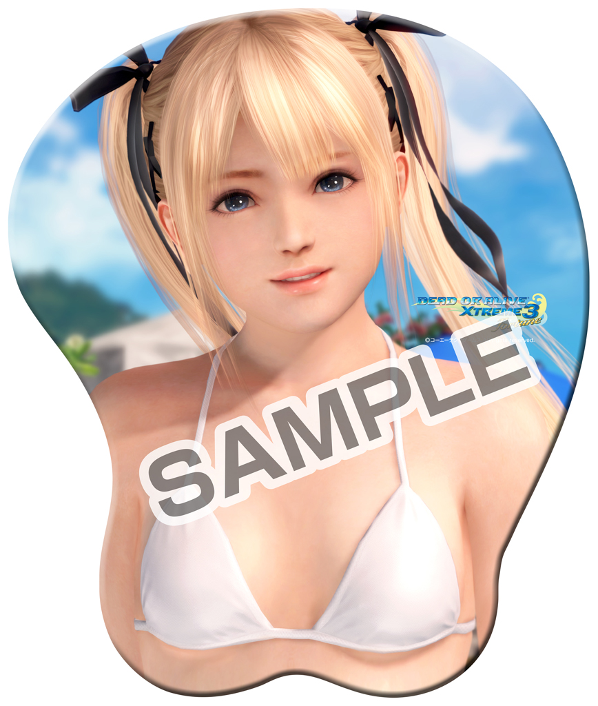 1girl 3d bikini blonde_hair blue_eyes breasts dead_or_alive dead_or_alive_xtreme_3_fortune dead_or_alive_xtreme_beach_volleyball marie_rose mousepad official_art original outdoors sky small_breasts solo swimsuit