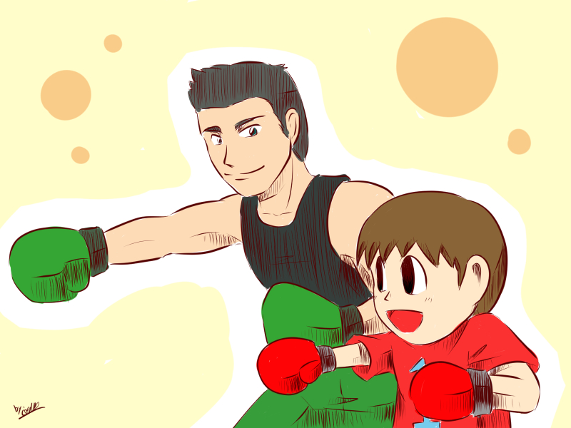 2boys animal_crossing:_city_folk black_hair brown_hair crossover doubutsu_no_mori little_mac multiple_boys nintedno_ead nintendo oideyo!_doubutsu_no_mori punch_out! short_hair super_smash_bros. super_smash_bros_for_wii_u_and_3ds villager_(doubutsu_no_mori)