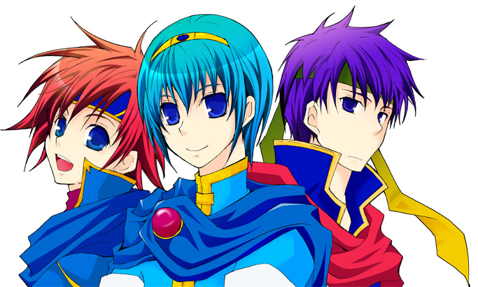 blue_hair cape crossover fire_emblem fire_emblem:_fuuin_no_tsurugi fire_emblem:_mystery_of_the_emblem fire_emblem:_path_of_radiance fire_emblem:_souen_no_kiseki fire_emblem_fuuin_no_tsurugi headband ike male marth red_hair redhead roy smile super_smash_bros. tiara