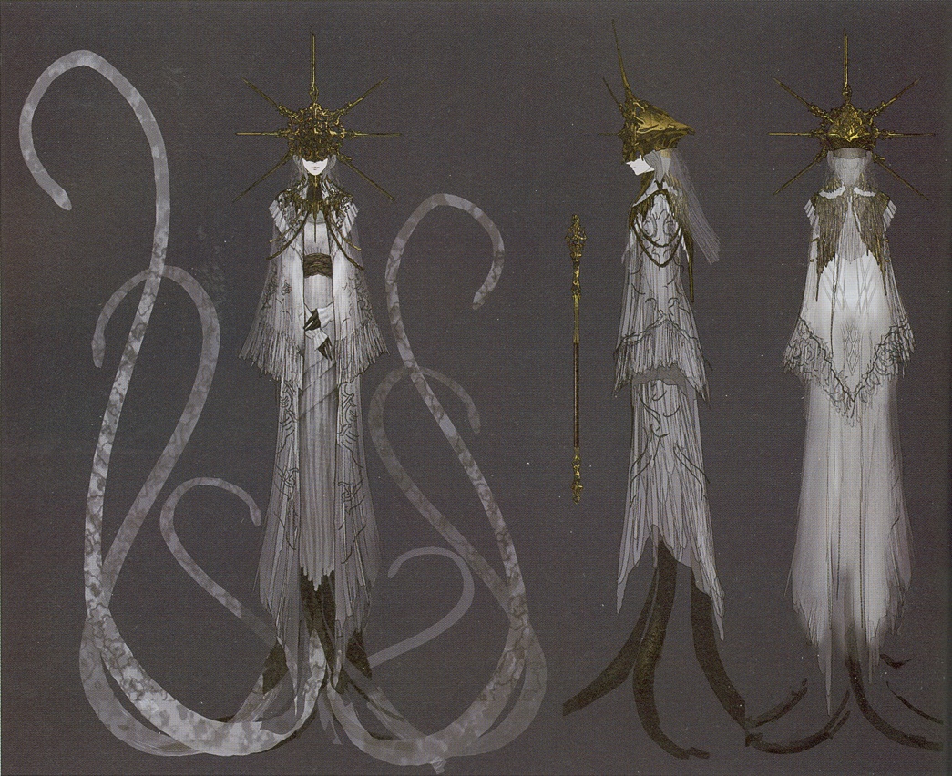1boy androgynous artist_request dark_souls dark_sun_gwyndolin from_software mask official_art snake souls_(from_software) white_hair