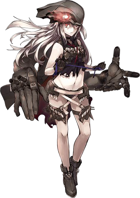 1girl ankle_boots black_boots boots choker destoyer_water_oni destroyer_water_demon destroyer_water_oni gloves kantai_collection konishi_(koconatu) long_hair official_art pale_skin red_eyes ribbon shinkaisei-kan solo transparent_background white_hair