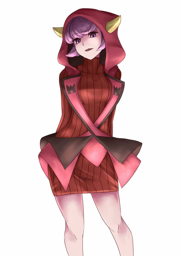 10s 1girl artist_request breasts fake_horns female hood hoodie kagari_(pokemon) kagari_(pokemon)_(remake) pokemon pokemon_(game) pokemon_oras solo team_magma uniform