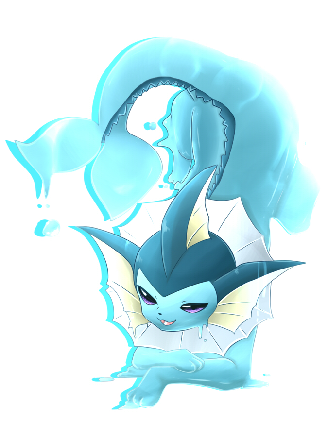 90s pokemon pokemon_(game) pokemon_rgby ragujuka_(aachi) simple_background tail vaporeon water wet