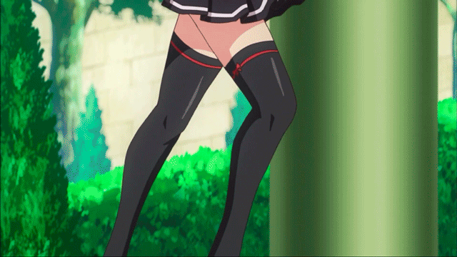 1girl animated animated_gif breasts female large_breasts long_hair naruse_mio redhead running shinmai_maou_no_testament skirt solo