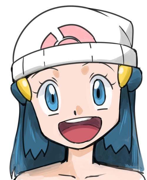 1girl blue_eyes blue_hair hainchu hikari_(pokemon) long_hair nintendo open_mouth pokemon sketch smile upper_body