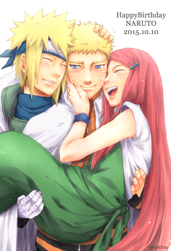 blonde_hair blue_eyes carrying father_and_son mother_and_son namikaze_minato naruto princess_carry tears uzumaki_kushina uzumaki_naruto