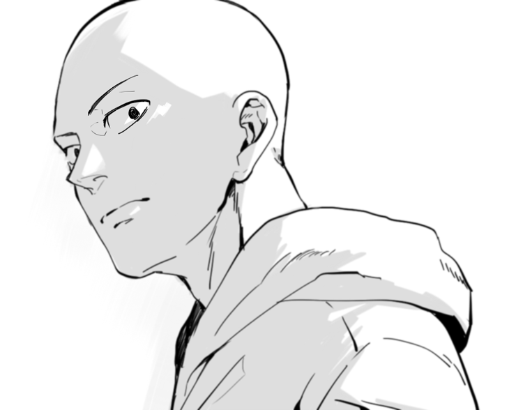 1boy bald hood hoodie jumper male_focus one-punch_man saitama_(one-punch_man) zattsu69