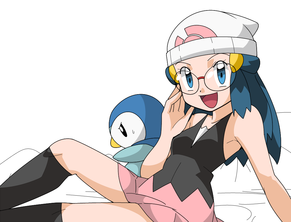 blue_eyes blue_hair glasses hainchu hikari_(pokemon) nintendo piplup pokemon