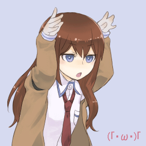 1girl blue_eyes brown_hair female reaction shift_jis simple_background solo text