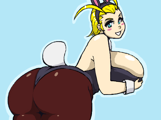 1girl ass blonde_hair blue_eyes blush breasts huge_ass huge_breasts kingdom_hearts larxene live_for_the_funk looking_at_viewer looking_back pantyhose simple_background solo