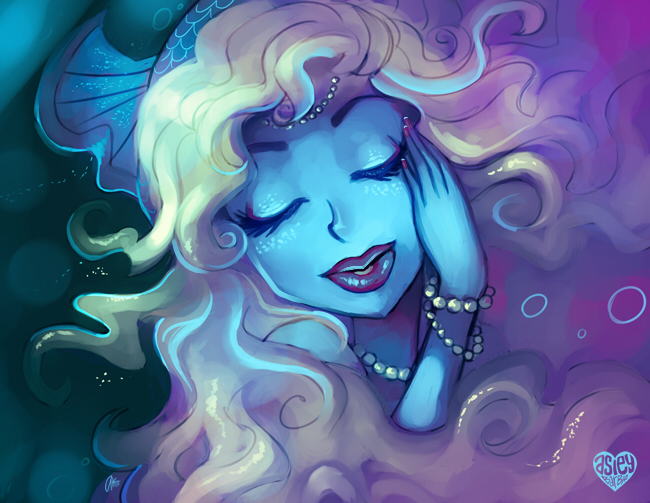 1girl blue_skin closed_eyes gradient gradient_background lagoona_blue lips monster_girl monster_high solo thick_lips white_hair