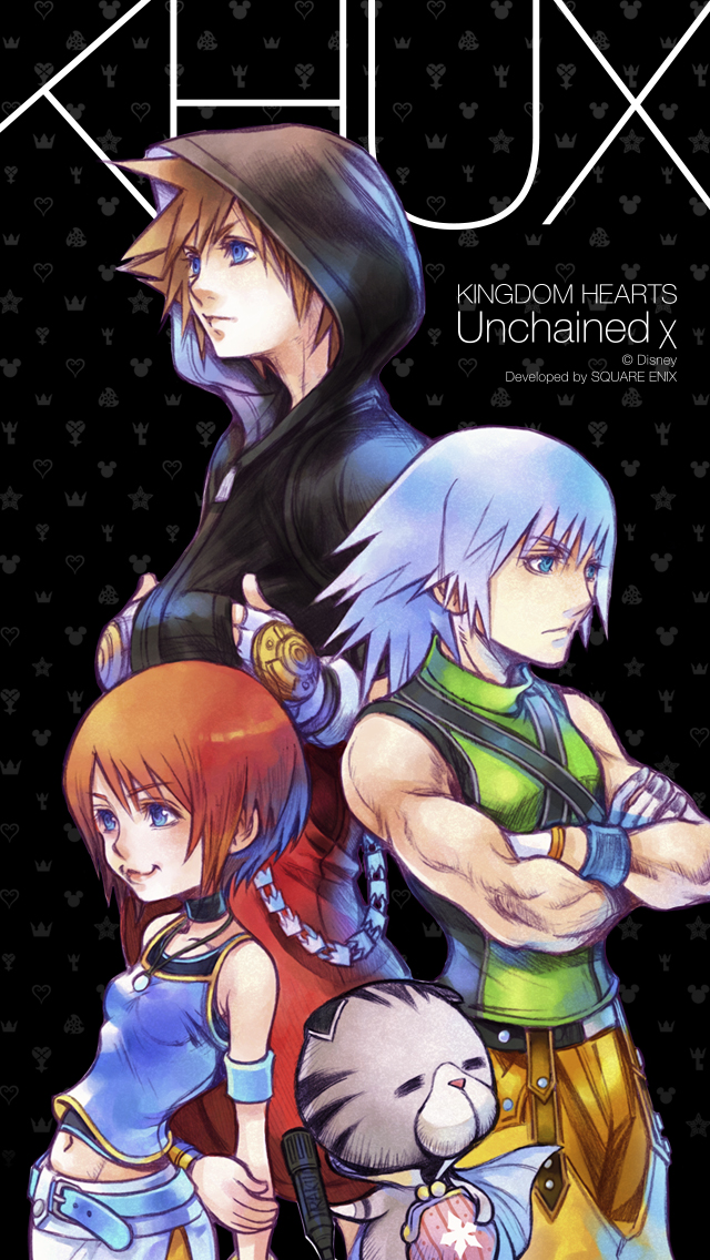 1girl 2boys belt biceps brown_hair cat crossed_arms hands_in_pockets hood hoodie jewelry kairi kingdom_hearts midriff multiple_boys muscle navel necklace nomura_tetsuya official_art redhead riku silver_hair simple_background sora_(kingdom_hearts) square_enix