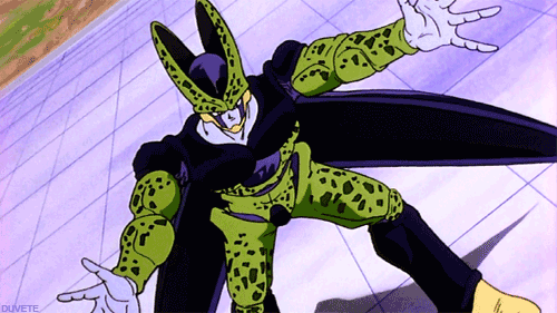 1boy 90s android animated animated_gif armor bug cell_(dragon_ball) dragon_ball dragonball_z exercise insect_wings male_focus pose solo spots violet_eyes white_skin wings