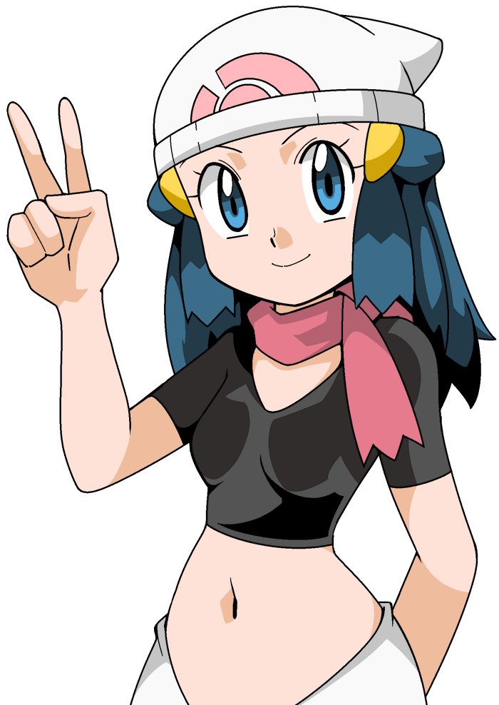 1girl blue_eyes blue_hair hainchu hikari_(pokemon) matching_hair/eyes navel nintendo pokemon simple_background solo