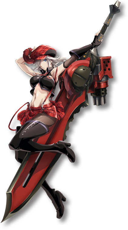 1girl alisa_ilinichina_amiella arm_behind_head armpits arms_up beret black_boots black_gloves blue_eyes boots breasts cabbie_hat coat elbow_gloves female fingerless_gloves full_body gloves god_eater god_eater_burst gradient gradient_background hat holding holding_weapon huge_weapon large_breasts long_hair looking_at_viewer midriff navel official_art pantyhose plaid plaid_skirt shoes simple_background skirt solo standing suspender_skirt suspenders sword thigh-highs thigh_boots transparent_background ufotable under_boob weapon white_background white_hair zettai_ryouiki