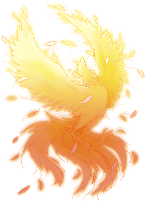bird caladrius caladrius_(character) feathers fire flying glowing gradient gradient_background no_humans official_art phoenix simple_background solo white_background yasuda_suzuhito