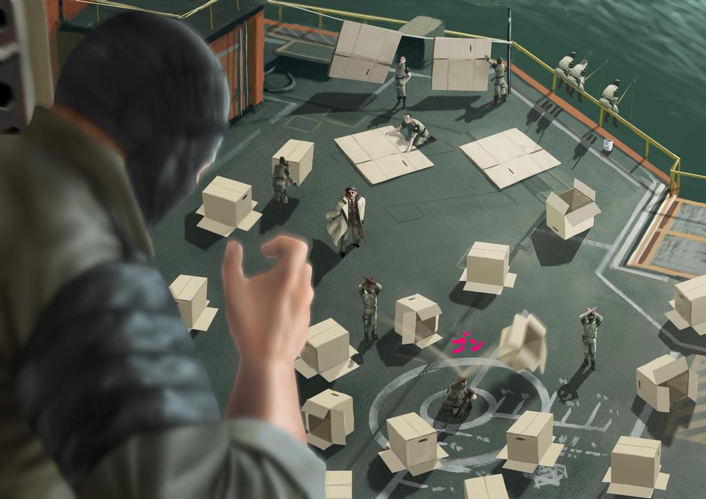 big_boss box cardboard_box kazuhira_miller metal_gear_(series) metal_gear_solid_v ocean soldiers