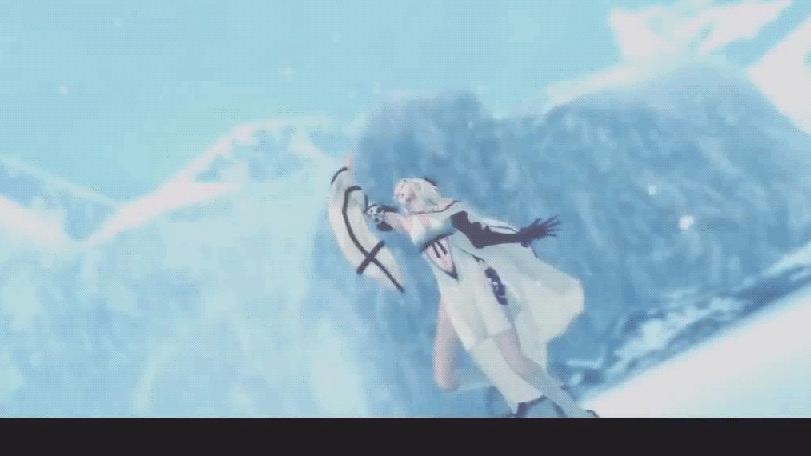 accord accord_(drag-on_dragoon) android animated animated_gif armor ass bouncing_breasts breast_grab breast_squeeze breasts cleavage covering covering_breasts drag-on_dragoon drag-on_dragoon_3 embarrassed gloves grabbing groping hair_ribbon midriff navel pov prosthesis reaching ribbon skirt snow twintails violet_eyes white_hair zero_(drag-on_dragoon)