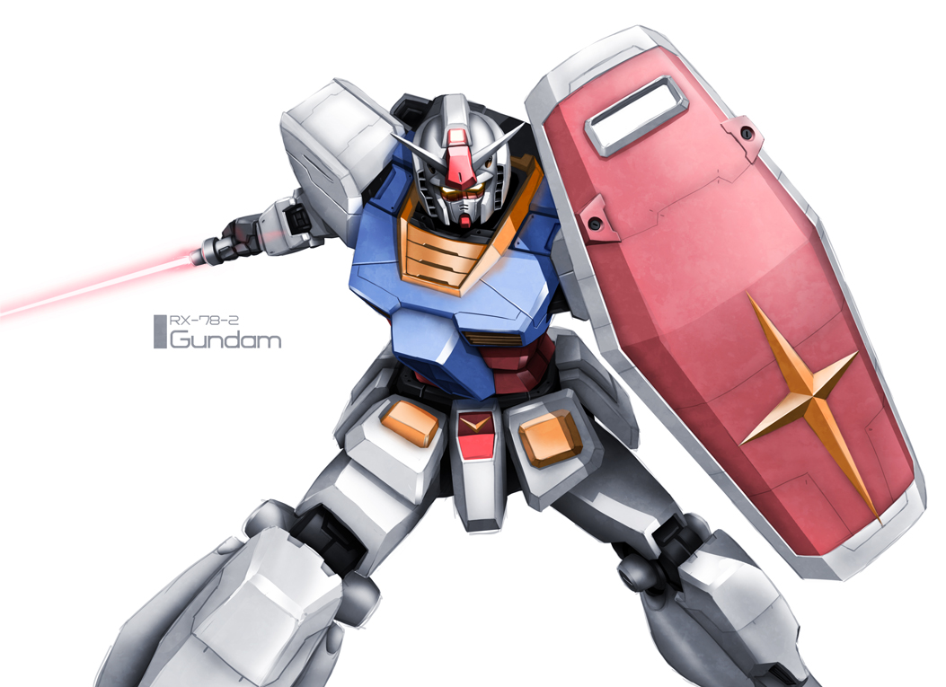 character_name copyright_name energy_sword gundam mecha mobile_suit_gundam rx-78-2 shield simple_background sword tect weapon