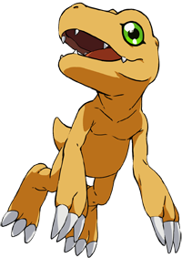 agumon claws digimon digimon_adventure digimon_adventure_tri. green_eyes no_humans official_art simple_background tail