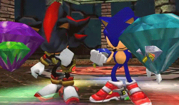 2001 2boys altar animal animated animated_gif black_hair blue_hair chaos_emerald clenched_hands closed_eyes colored concentrating gloves hedgehog multiple_boys sega shadow_the_hedgehog shoes sonic sonic_adventure_2 sonic_the_hedgehog