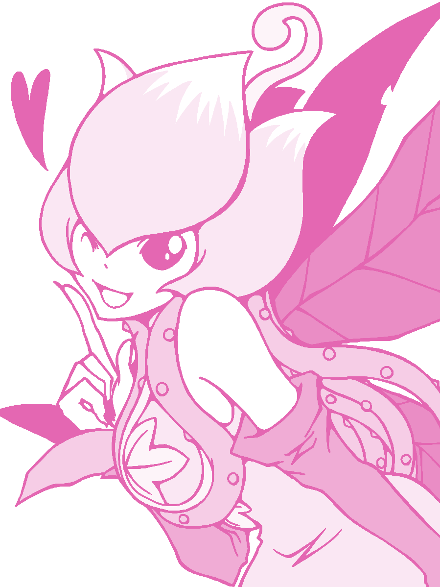 1girl bandai breasts digimon dress fairy fairy_wings female lillymon long_hair looking_at_viewer monochrome smile solo vines wings wink