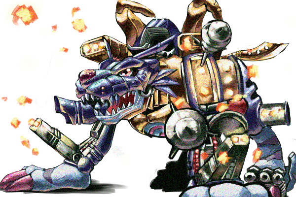 android armor bandai digimon full_armor kudan_(taiki0701) mecha metalgarurumon monster no_humans solo tail weapon