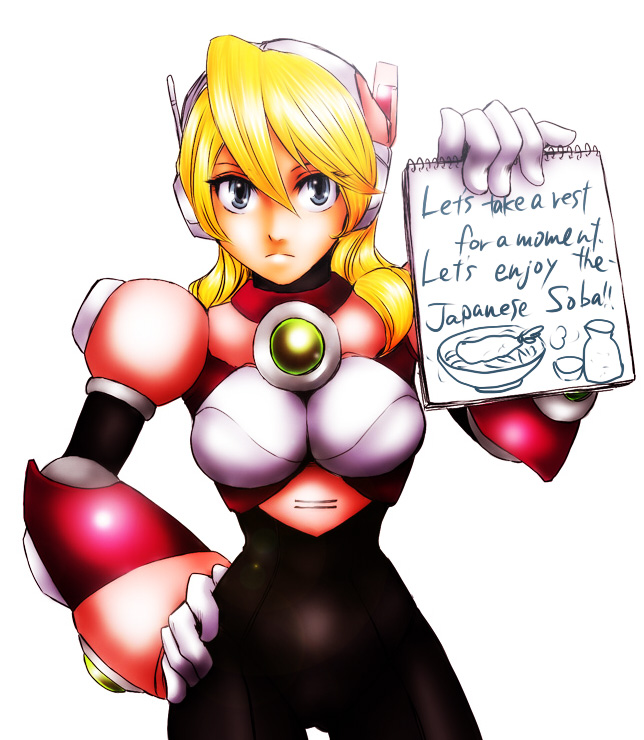 alia blonde_hair blue_eyes bodysuit breasts capcom english hizo_(repapp) rockman rockman_x