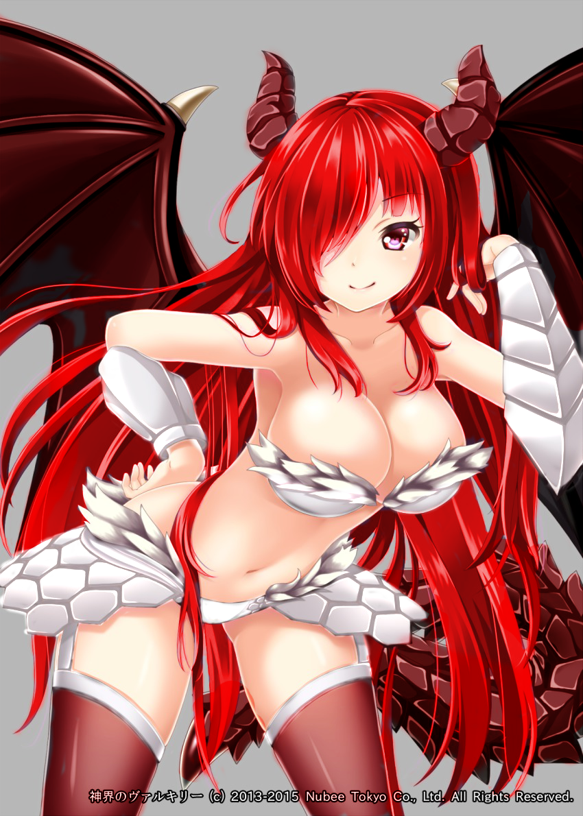 1girl armor dragon_girl haguda_tofu_(hakudatofu) long_hair navel recolor redhead shinkai_no_valkyrie