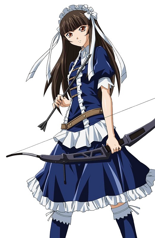 00s 1girl arrow female ikkitousen long_hair solo ten'i_(ikkitousen) weapon