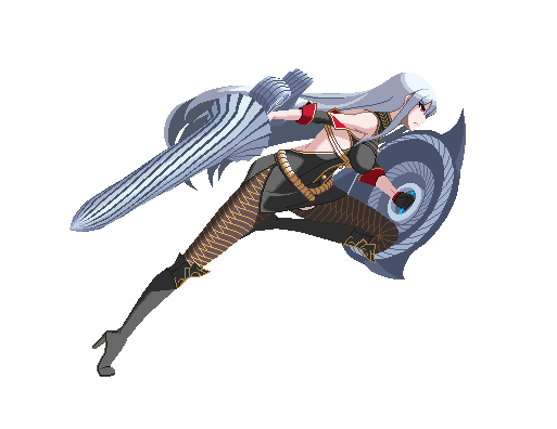 1girl animated animated_gif bouncing_breasts breasts dengeki_bunko_fighting_climax female gloves large_breasts long_hair military military_uniform red_eyes running sega selvaria_bles senjou_no_valkyria silver_hair solo uniform