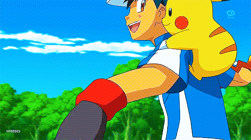 1boy animated animated_gif bellsprout pikachu poke_ball pokemon pokemon_(anime) satoshi_(pokemon)