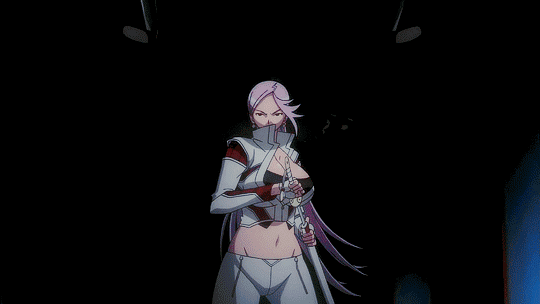 1girl animated animated_gif explosion pink_hair sword triage_x weapon
