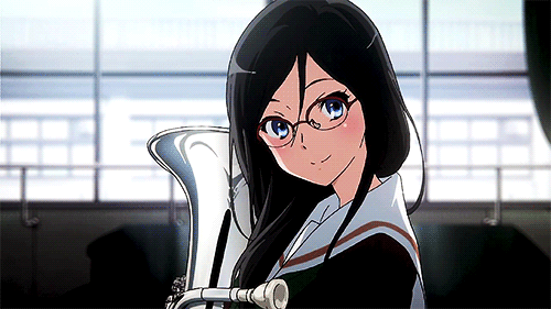 1girl animated animated_gif black_hair blue_eyes glasses hibike!_euphonium school_uniform solo tanaka_asuka