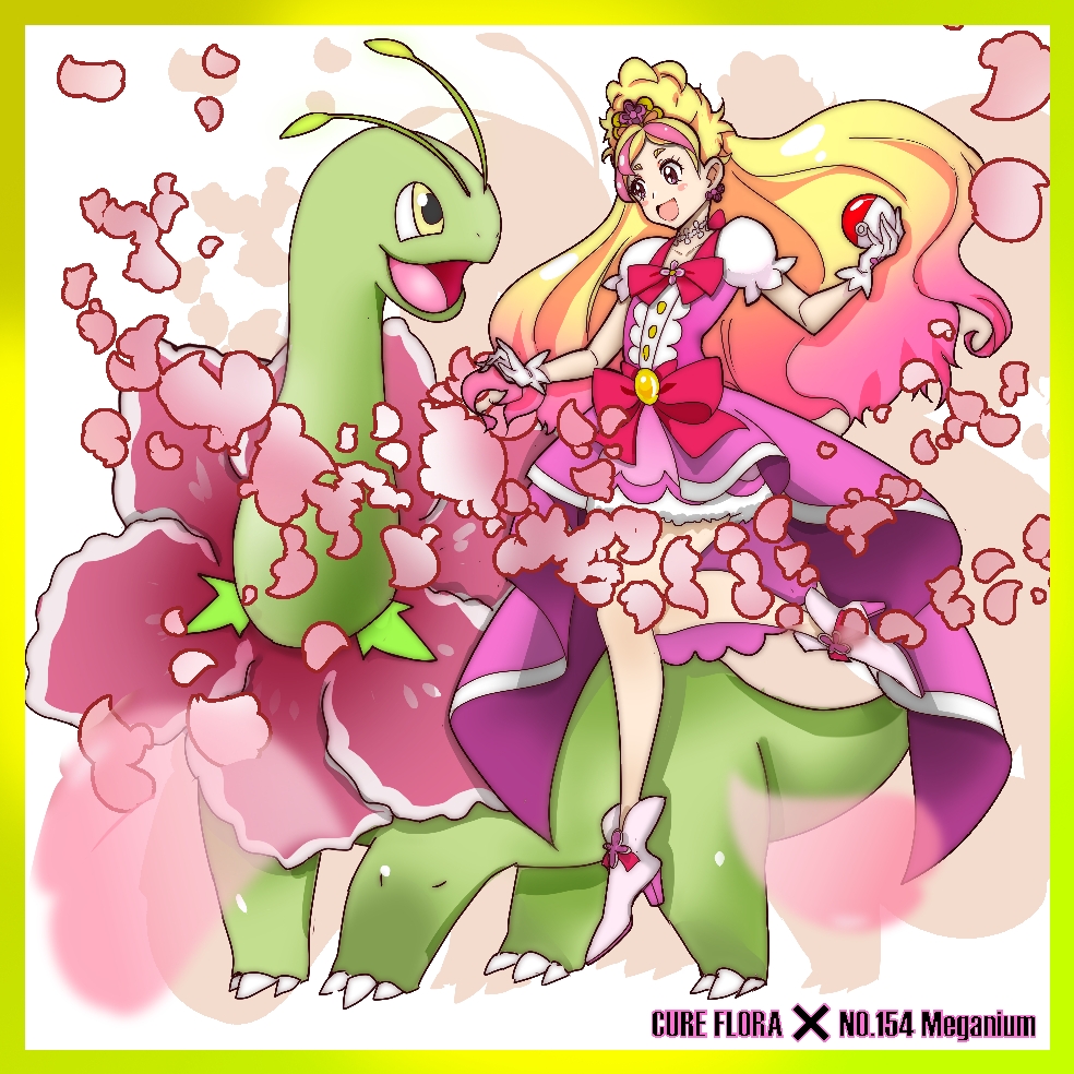 crossover cure_flora go!_princess_precure meganium pokemon precure