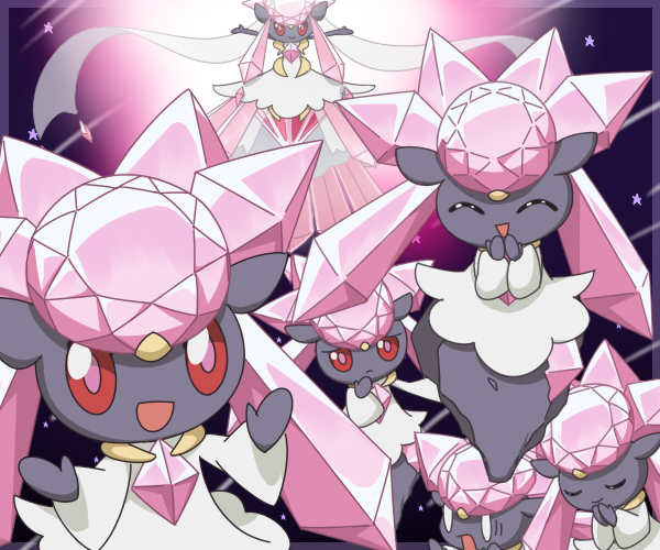 10s alternate_form crystal diancie dress expressions happy mega_diancie mega_pokemon multiple_persona open_mouth pokemon pokemon_(game) pokemon_xy red_eyes smile surprised