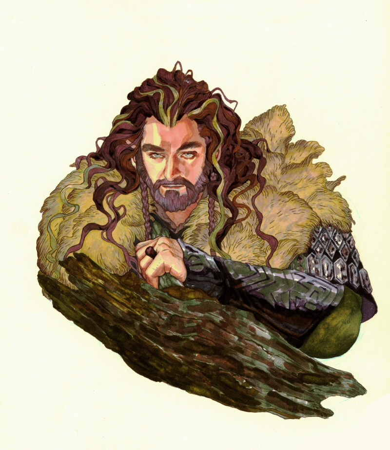 1boy armor beard braids dwarf facial_hair fur king male_focus middle_earth scale_armor shield solo the_hobbit thorin_oakenshield vambraces