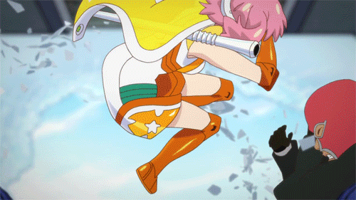 1girl animated animated_gif kicking narugino_mikatan pink_hair punchline strange_juice violence