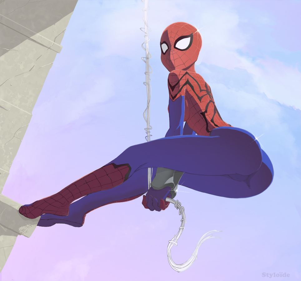 1girl ass female marvel may_parker skin_tight solo spider-girl spider-man_(series) styloide