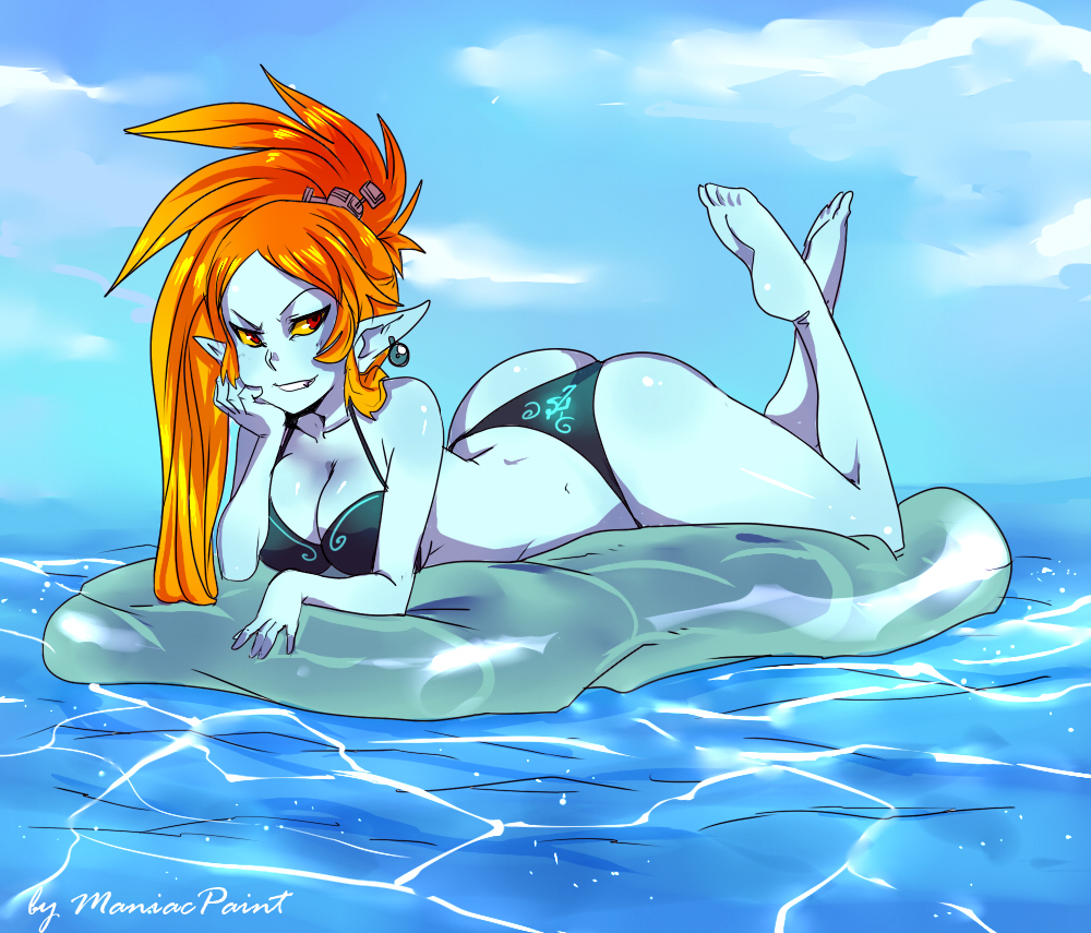 1girl ass bikini maniacpaint midna midna_(true) spoilers swimsuit the_legend_of_zelda the_legend_of_zelda:_twilight_princess thick_thighs thong water