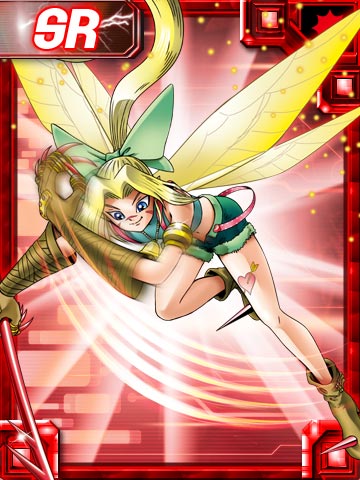 1girl armlet bent_over blonde_hair blue_eyes boots bow claws digimon digimon_collectors facial_mark fairy fairy_wings female flat_chest hair_bow halterneck lowres midriff ponytail pose short_shorts shorts slashing smile spikes staff tattoo tinkermon wings