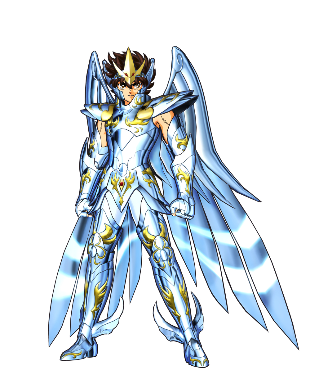 1boy armor brown_hair full_armor official_art official_artwork pegasus_seiya saint_seiya saint_seiya:_brave_soldiers short_hair shoulder_pads solo tiara