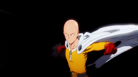 1boy animated animated_gif bald cape gloves madhouse male_focus one-punch_man red_gloves saitama_(one-punch_man) solo superhero