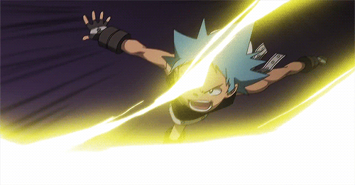1boy animated animated_gif black_eyes black_gloves black_star blue_hair fighting gloves holding holding_weapon monster open_mouth pants running soul_eater spiky_hair teeth weapon