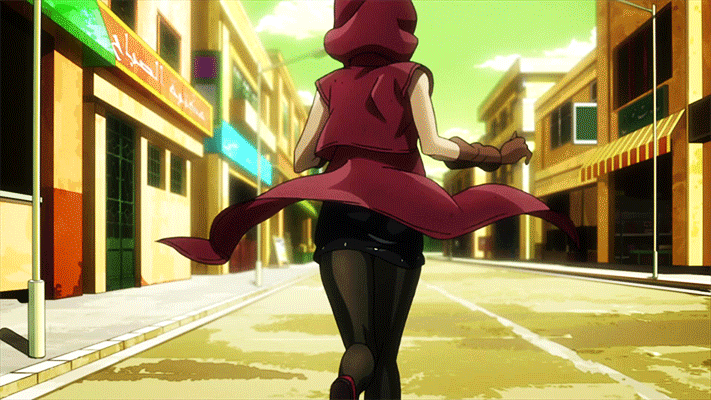 1girl animated animated_gif ass female from_behind gloves jojo_no_kimyou_na_bouken mariah skirt solo stardust_crusaders