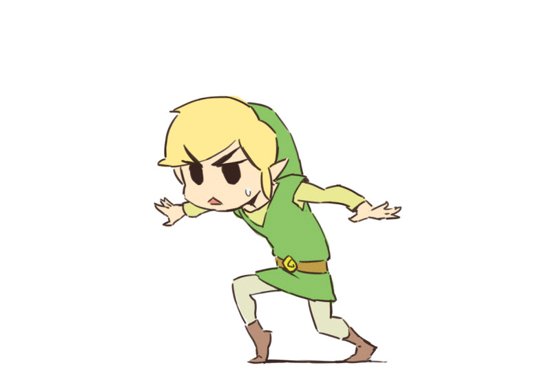 1boy animated animated_gif blonde_hair green_shirt hat link pointy_ears sneaking solo the_legend_of_zelda usikani