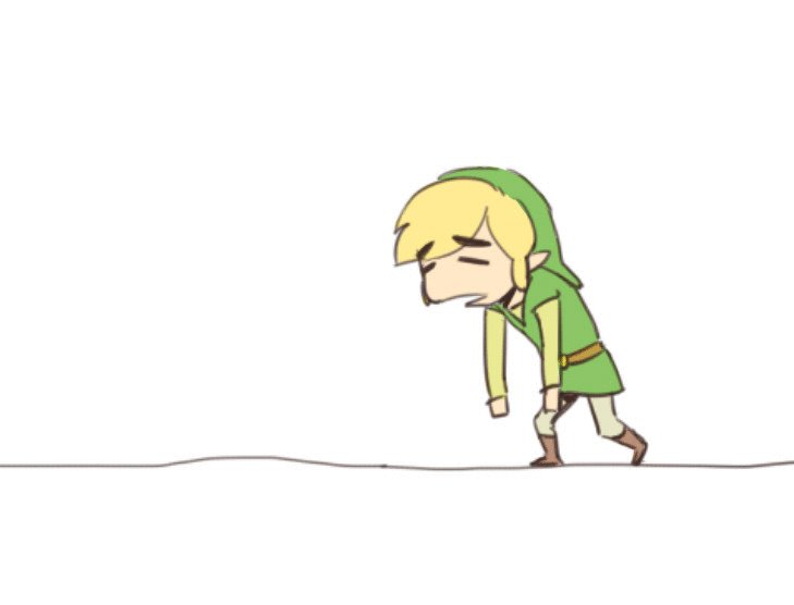 1boy animated animated_gif falling green_shirt hat link pointy_ears solo the_legend_of_zelda tired usikani