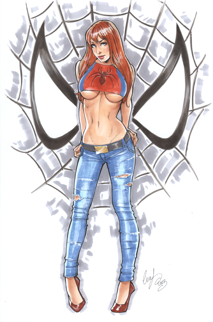 breasts elias_chatzoudis marvel mary_jane_watson midriff navel spider-man spider-man_(series) under_boob