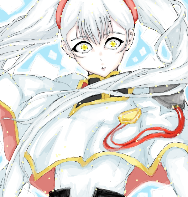 alexander_(artist) blue_hair hoshino_ruri kidou_senkan_nadesico kidou_senkan_nadesico_-_prince_of_darkness long_hair martian_successor_nadesico skirt twintails uniform yellow_eyes